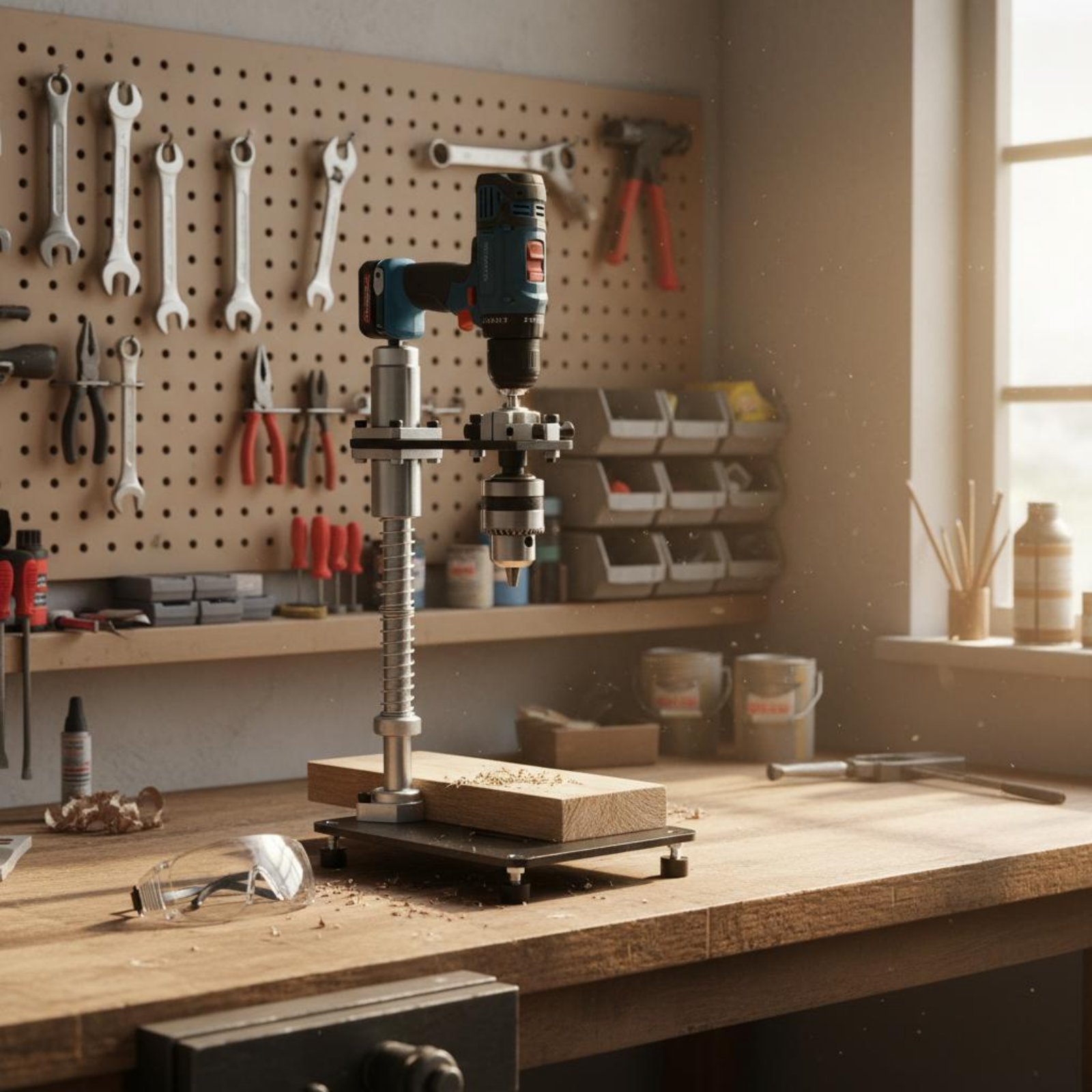 Drill Press - Handbohrständer Stabile Klemmhalterung für Senkrechtes Bohren